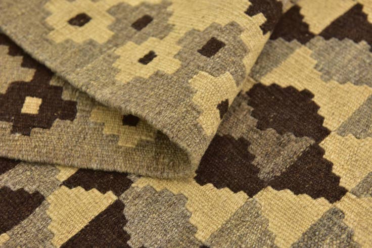 Detail image of 3' 4 x 6' 7 Hand Woven Kilim Maymana Wool Runner Rug