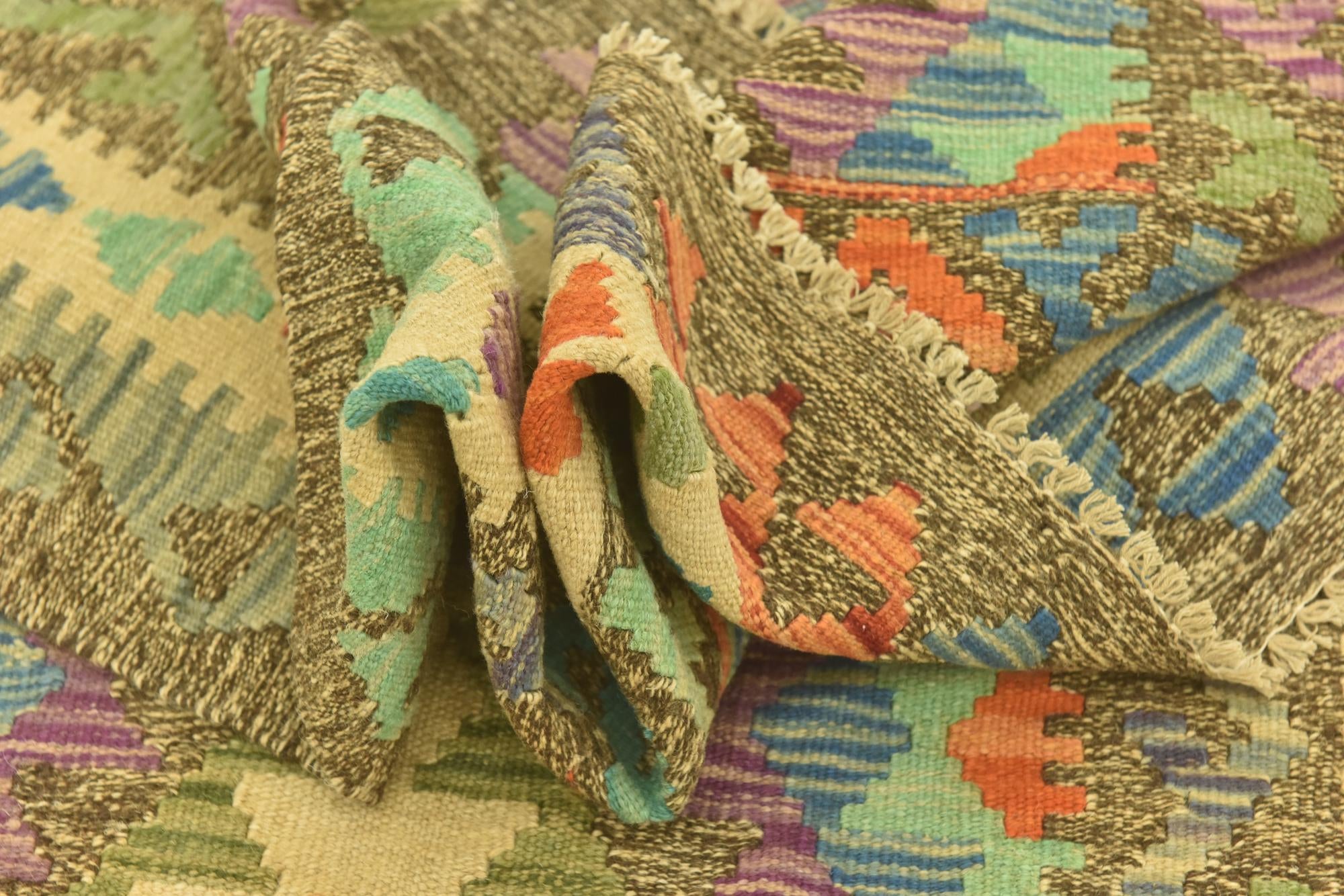 3' 1 x 6' 6 Hand Woven Kilim Maymana Wool Runner Rug