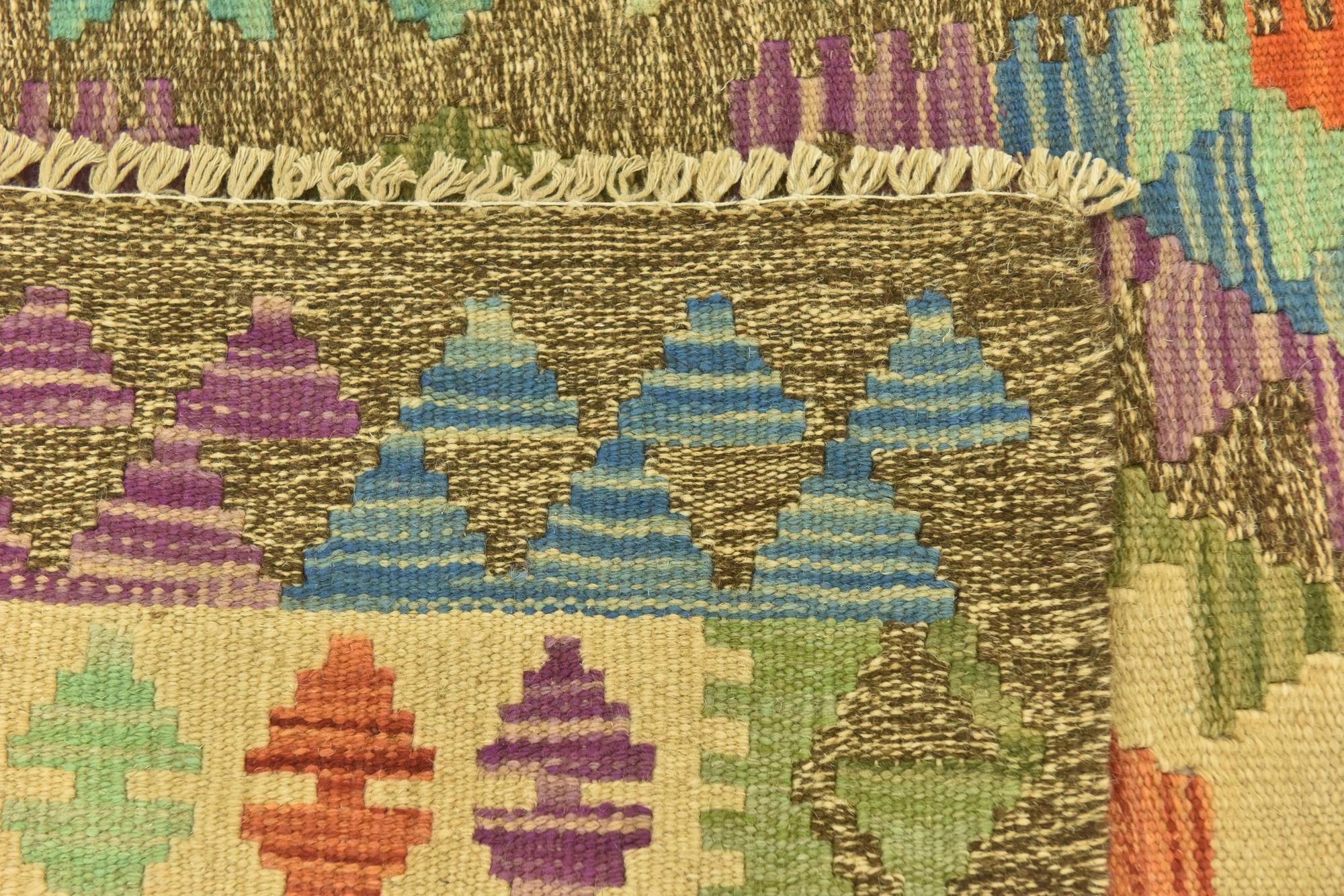 3' 1 x 6' 6 Hand Woven Kilim Maymana Wool Runner Rug