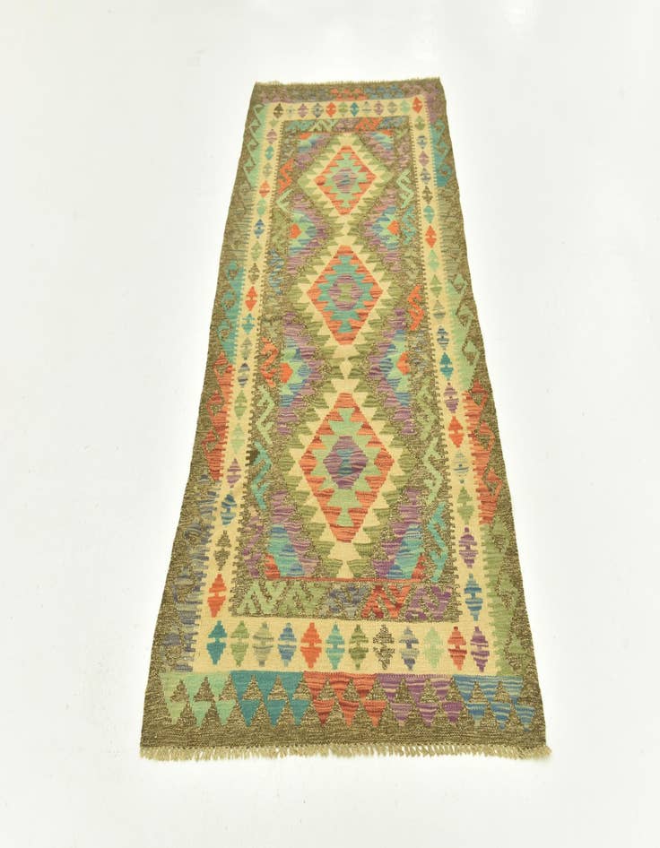 Detail image of 3' 1 x 6' 6  Hand Woven Kilim Maymana Wool Runner Rug