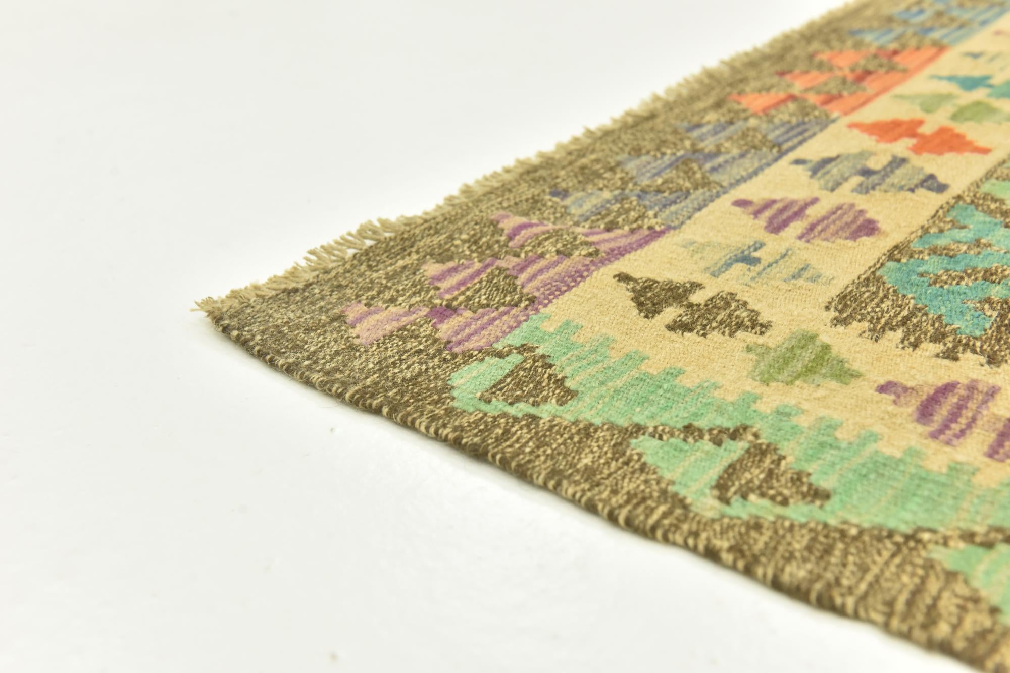 3' 1 x 6' 6 Hand Woven Kilim Maymana Wool Runner Rug