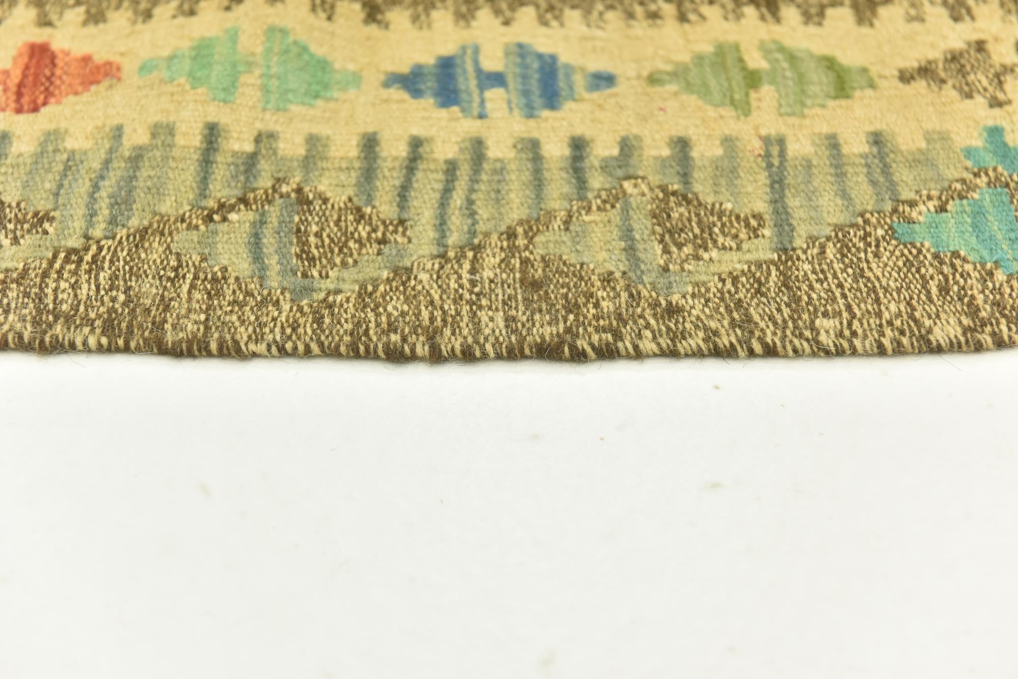 3' 1 x 6' 6 Hand Woven Kilim Maymana Wool Runner Rug
