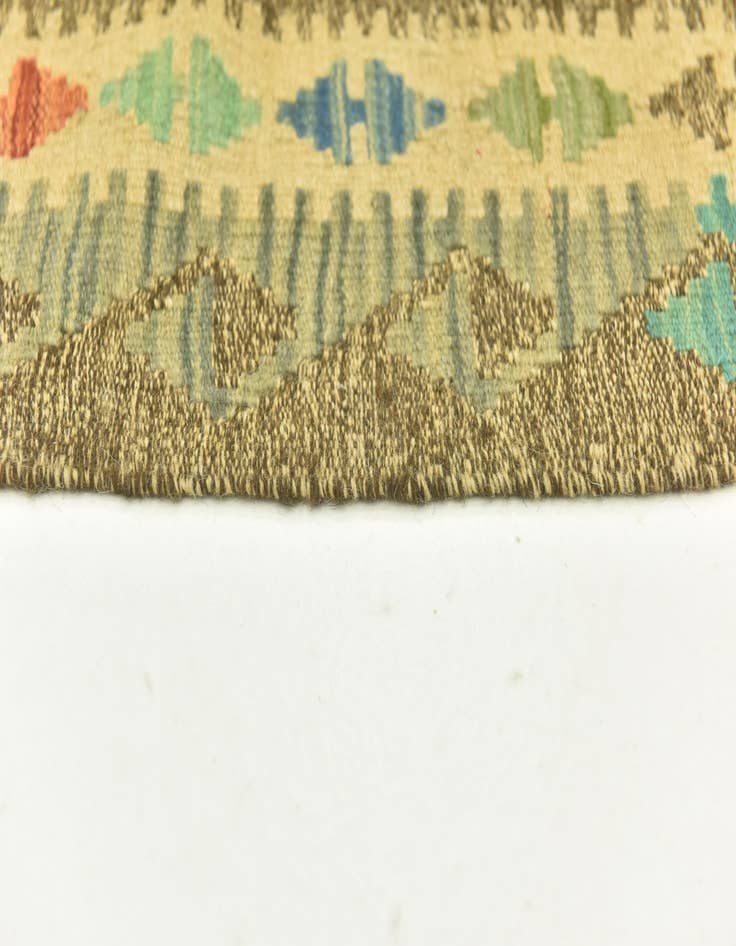 Detail image of 3' 1 x 6' 6  Hand Woven Kilim Maymana Wool Runner Rug