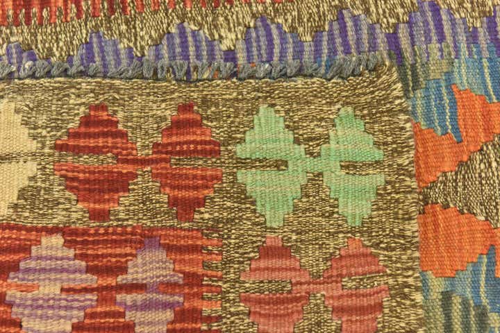 3' 4 x 6' 7 Hand Woven Kilim Maymana Wool Runner Rug
