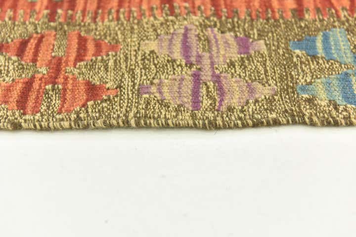 3' 4 x 6' 7 Hand Woven Kilim Maymana Wool Runner Rug