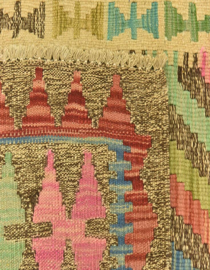 Detail image of 3' 4 x 6' 6  Hand Woven Kilim Maymana Wool Runner Rug