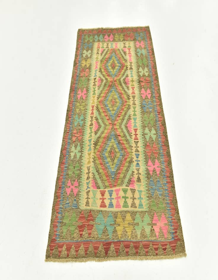 Detail image of 3' 4 x 6' 6  Hand Woven Kilim Maymana Wool Runner Rug