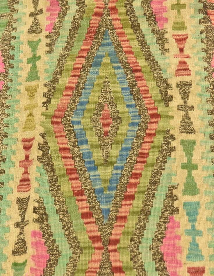 Detail image of 3' 4 x 6' 6  Hand Woven Kilim Maymana Wool Runner Rug