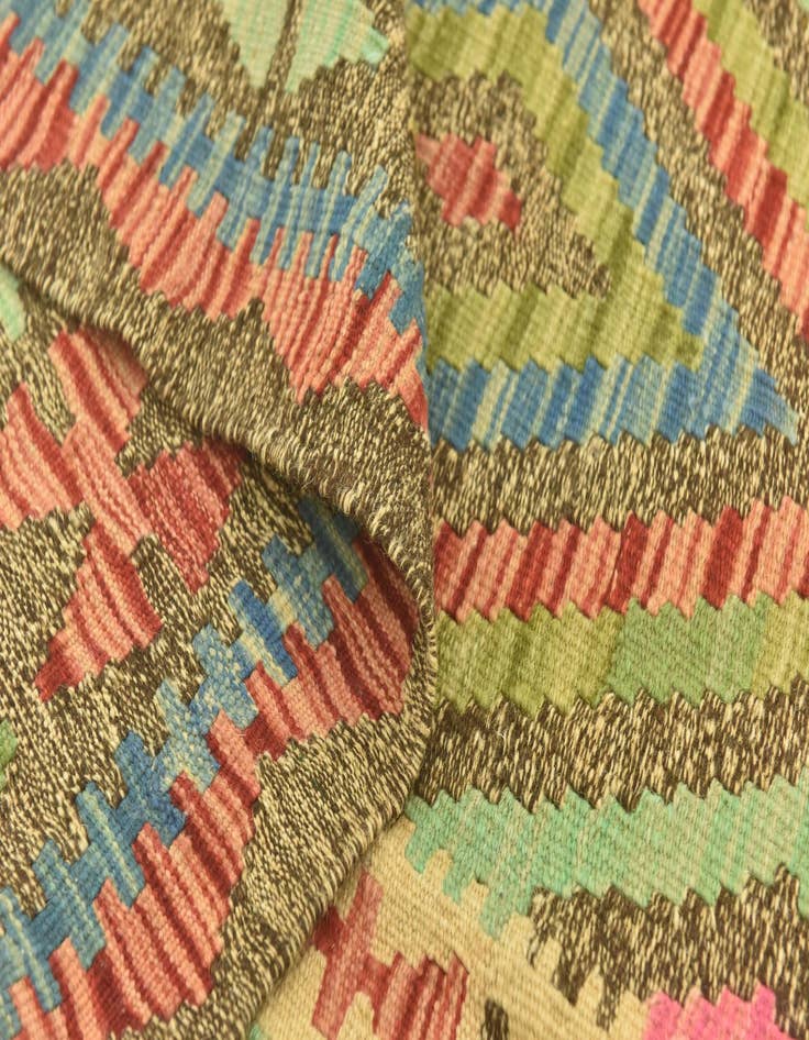 Detail image of 3' 4 x 6' 6  Hand Woven Kilim Maymana Wool Runner Rug