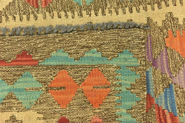 3' 1 x 6' 4 Hand Woven Kilim Maymana Wool Runner Rug