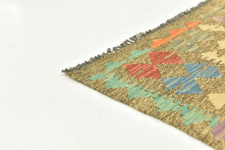 3' 1 x 6' 4 Hand Woven Kilim Maymana Wool Runner Rug