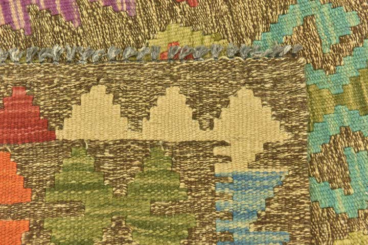 3' 3 x 6' 2 Hand Woven Kilim Maymana Wool Runner Rug