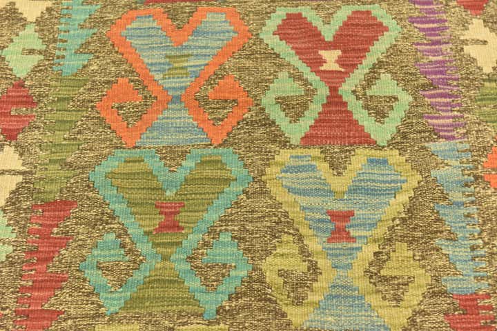 3' 3 x 6' 2 Hand Woven Kilim Maymana Wool Runner Rug