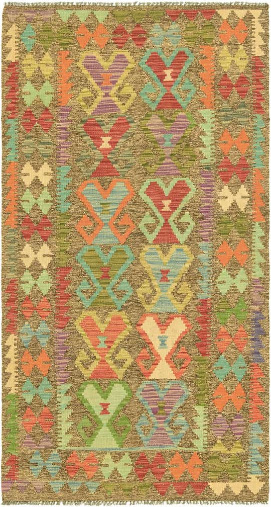 3' 3 x 6' 2 Hand Woven Kilim Maymana Wool Runner Rug