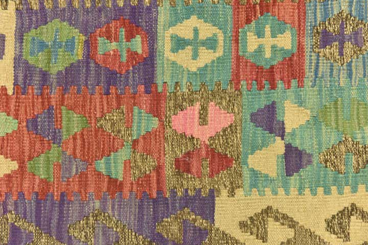 3' 4 x 6' 7 Hand Woven Kilim Maymana Wool Runner Rug