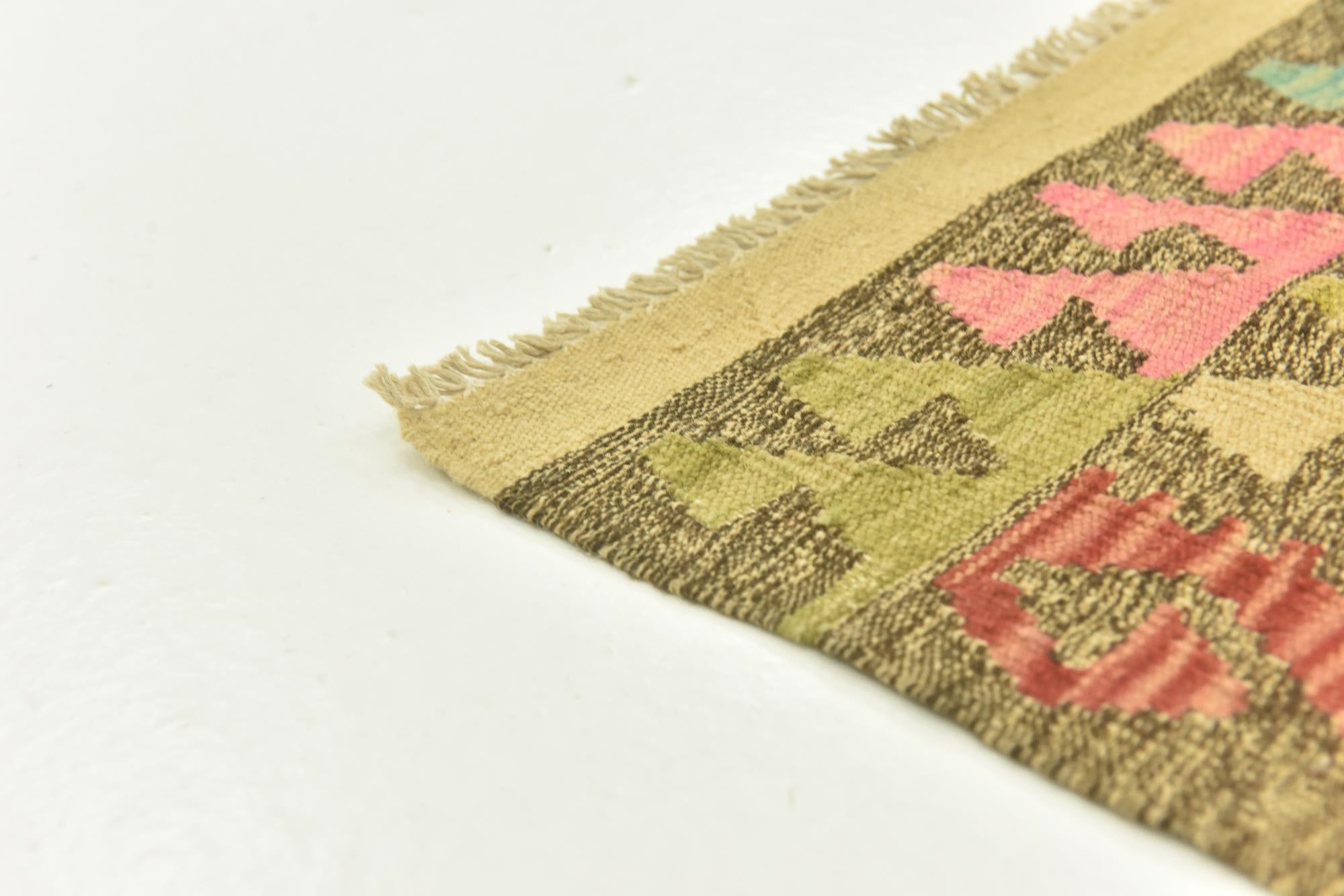 3' 4 x 6' 7 Hand Woven Kilim Maymana Wool Runner Rug