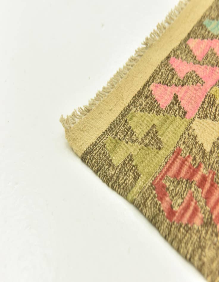 Detail image of 3' 4 x 6' 7  Hand Woven Kilim Maymana Wool Runner Rug