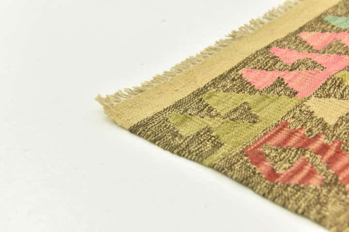 3' 4 x 6' 7 Hand Woven Kilim Maymana Wool Runner Rug