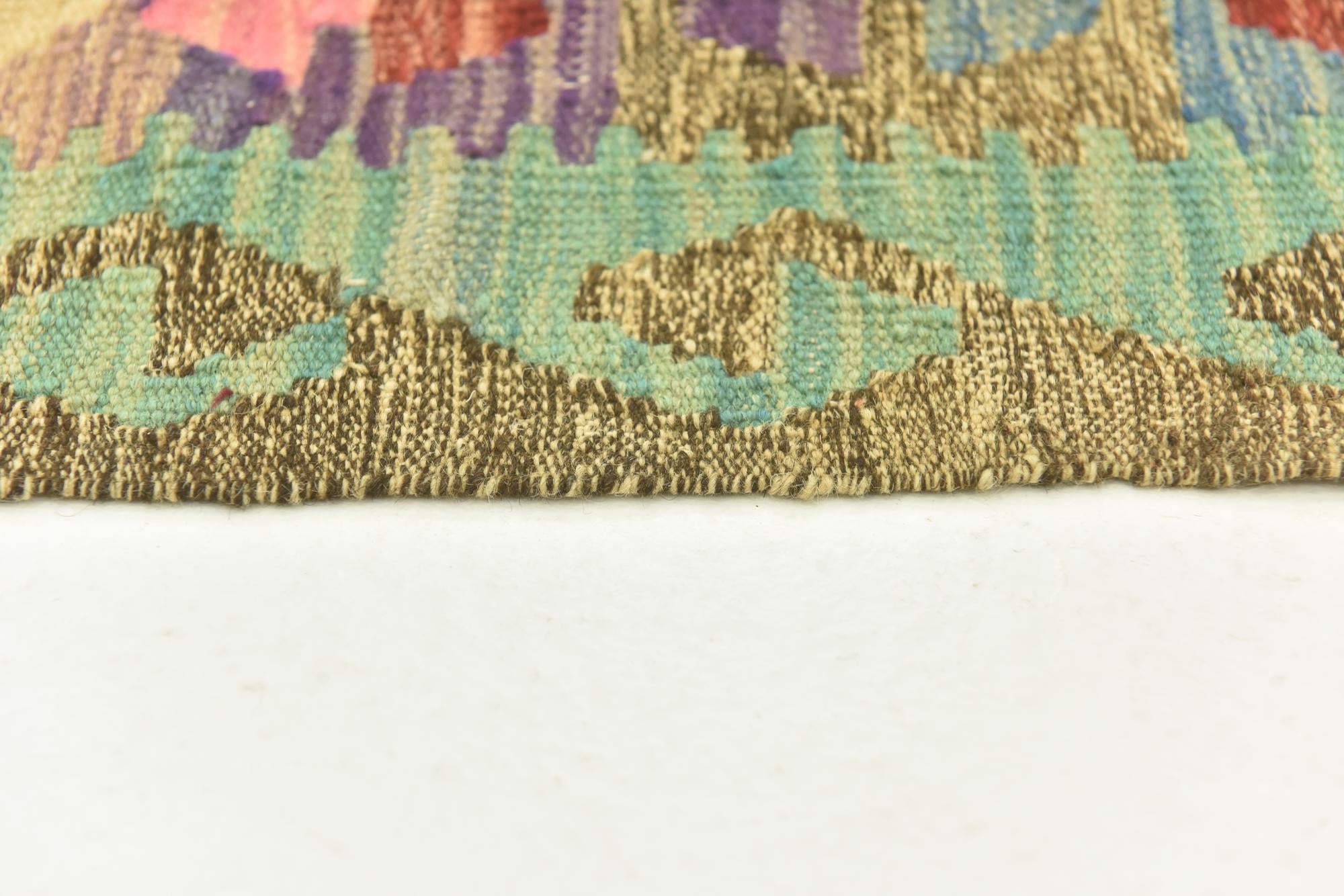 3' 4 x 6' 7 Hand Woven Kilim Maymana Wool Runner Rug