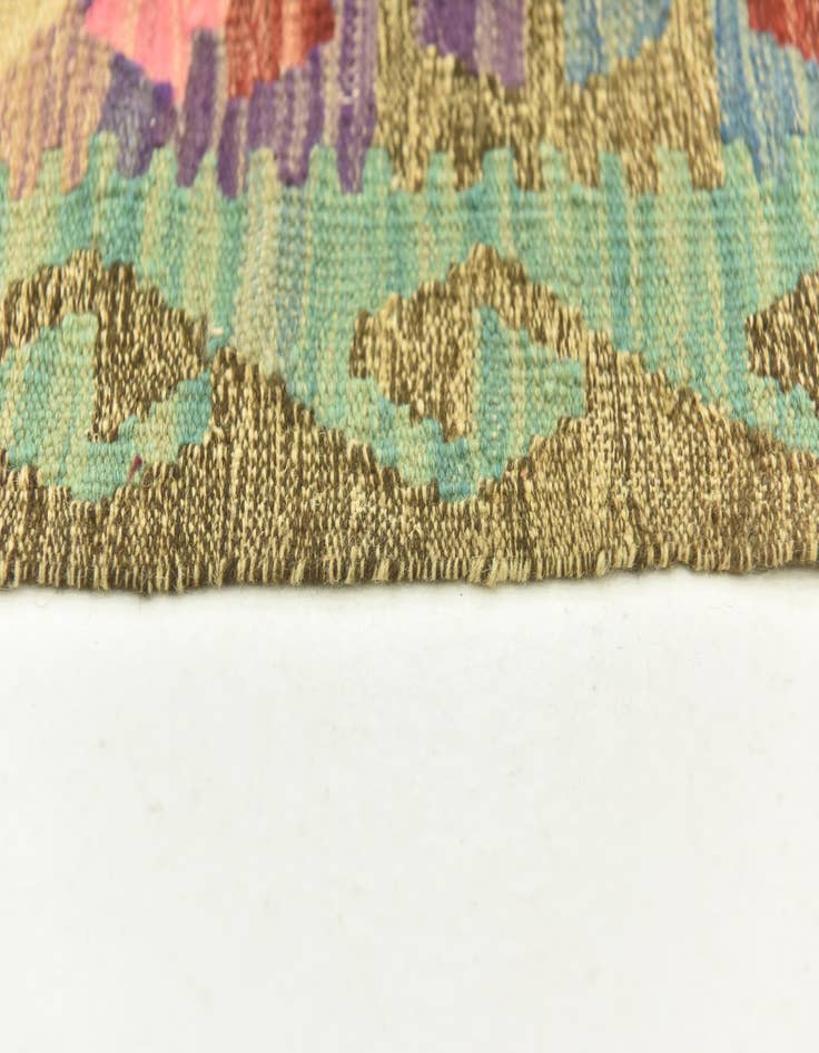 Detail image of 3' 4 x 6' 7  Hand Woven Kilim Maymana Wool Runner Rug