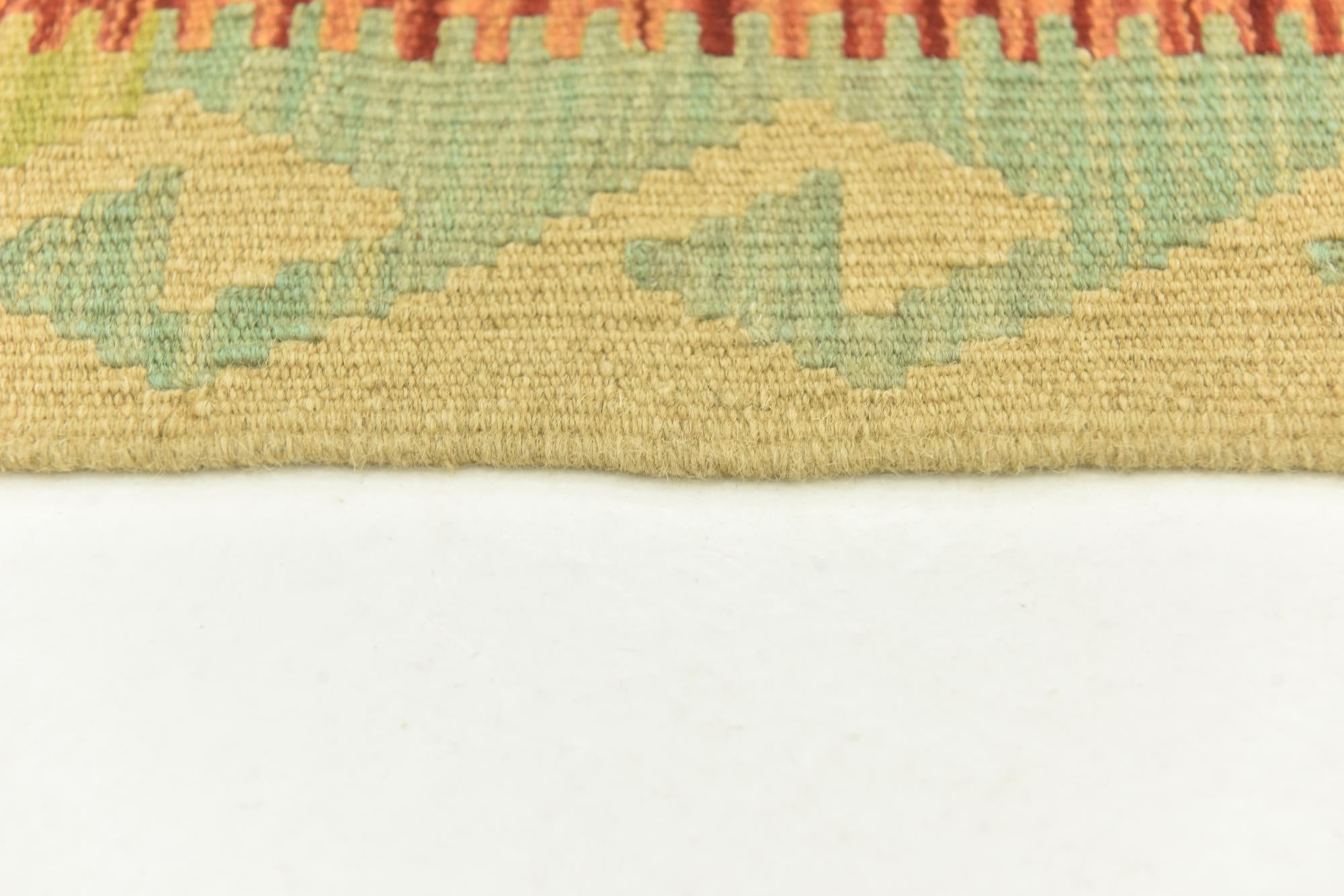 3' 4 x 6' 7 Hand Woven Kilim Maymana Wool Runner Rug