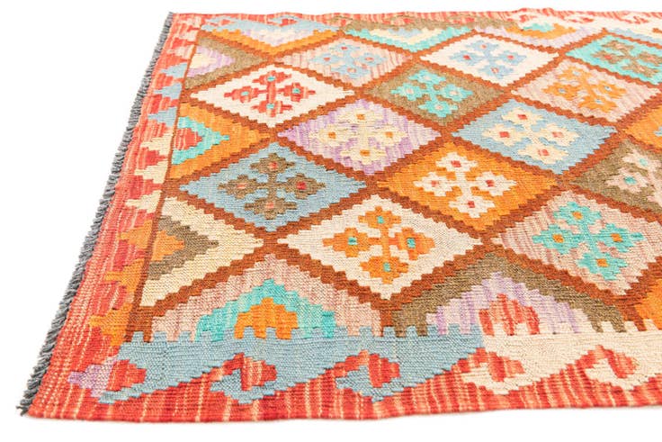 Detail image of 2' 9 x 9' 8 Hand Woven Kilim Maymana Wool Runner Rug