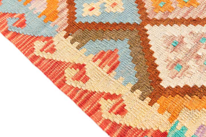 2' 9 x 9' 8 Hand Woven Kilim Maymana Wool Runner Rug
