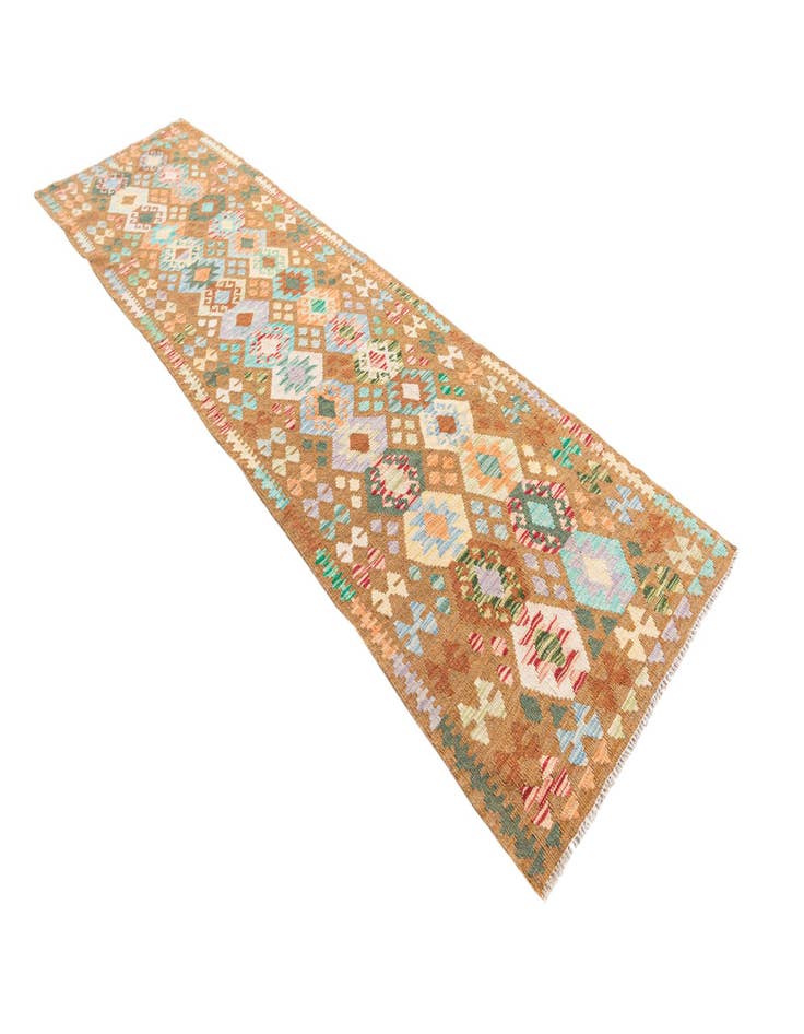 Detail image of 2' 9 x 9' 10  Hand Woven Kilim Maymana Wool Runner Rug