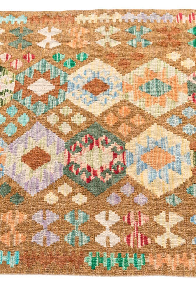 2' 9 x 9' 10 Hand Woven Kilim Maymana Wool Runner Rug