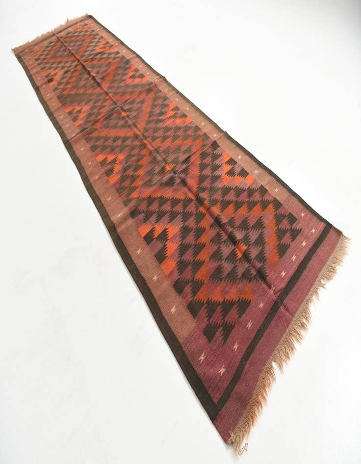 Detail image of 4' 4 x 15'  Hand Woven Kilim Maymana Wool Runner Rug