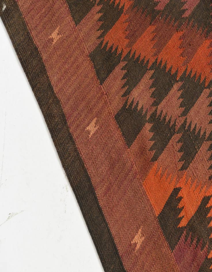 Detail image of 4' 4 x 15'  Hand Woven Kilim Maymana Wool Runner Rug