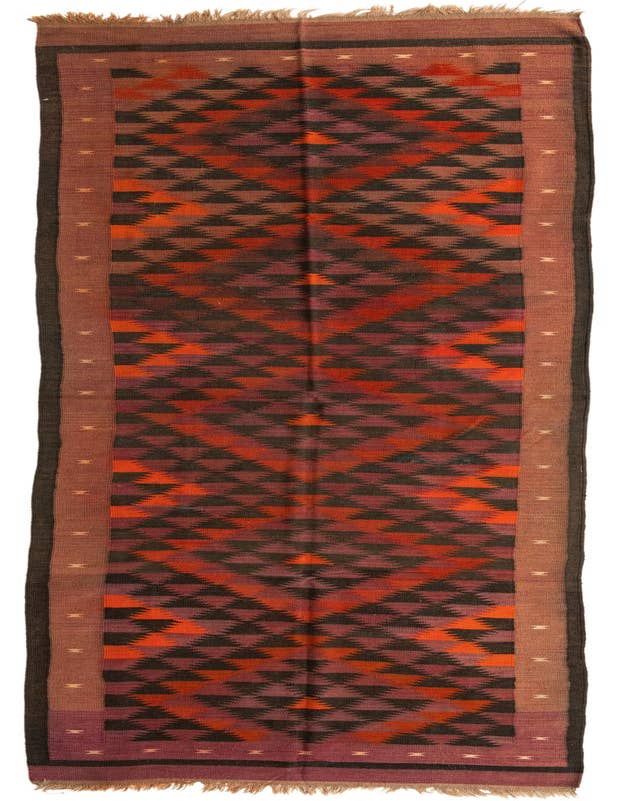 Detail image of 4' 4 x 15' Hand Woven Kilim Maymana Wool Runner Rug
