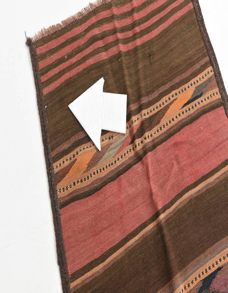 Detail image of 2' 6 x 9' 10  Hand Woven Kilim Maymana Wool Runner Rug