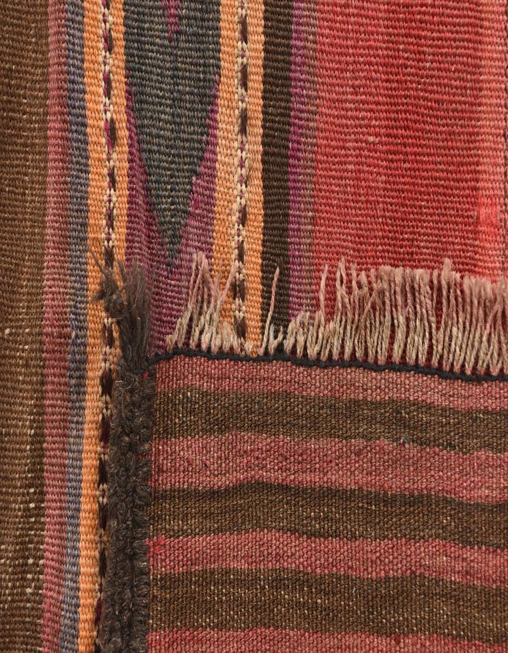 Detail image of 2' 6 x 9' 10  Hand Woven Kilim Maymana Wool Runner Rug