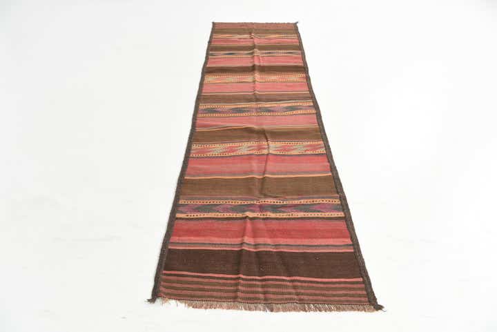 2' 6 x 9' 10 Hand Woven Kilim Maymana Wool Runner Rug