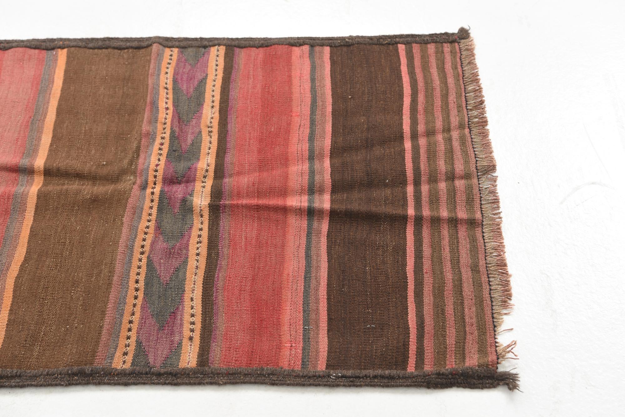 75cm x 300cm Hand Woven Kilim Maymana Wool Runner Rug