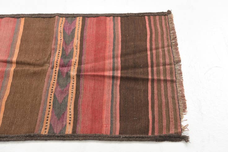Detail image of 2' 6 x 9' 10 Hand Woven Kilim Maymana Wool Runner Rug