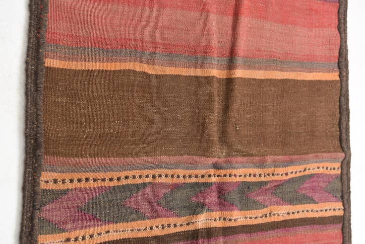 Detail image of 2' 6 x 9' 10 Hand Woven Kilim Maymana Wool Runner Rug