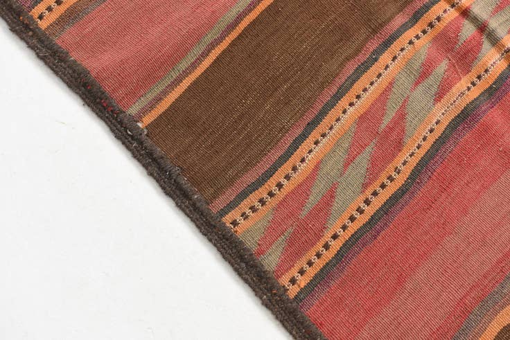 Detail image of 2' 6 x 9' 10 Hand Woven Kilim Maymana Wool Runner Rug