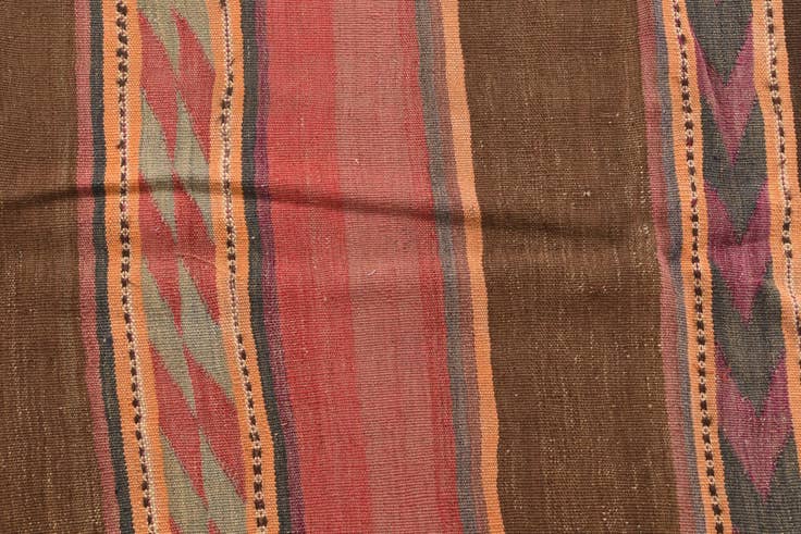 Detail image of 2' 6 x 9' 10 Hand Woven Kilim Maymana Wool Runner Rug