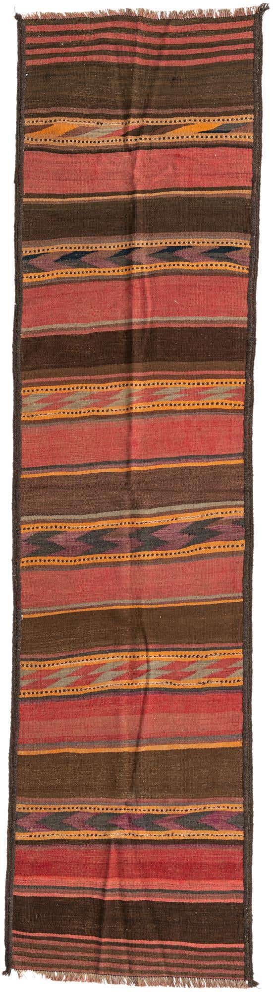 2' 6 x 9' 10 Hand Woven Kilim Maymana Wool Runner Rug