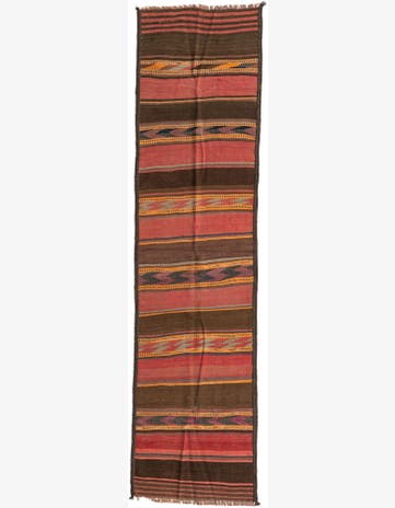 2' 6 x 9' 10 Hand Woven Kilim Maymana Wool Runner Rug