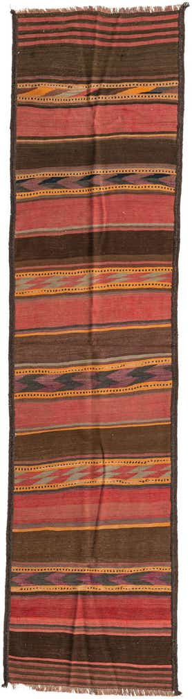 2' 6 x 9' 10 Hand Woven Kilim Maymana Wool Runner Rug