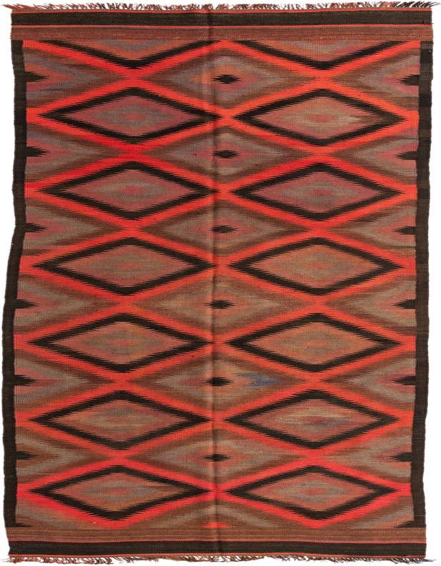 Detail image of 4' 4 x 14' 6 Hand Woven Kilim Maymana Wool Runner Rug