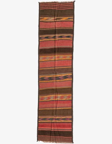 2' 6 x 9' 10 Hand Woven Kilim Maymana Wool Runner Rug