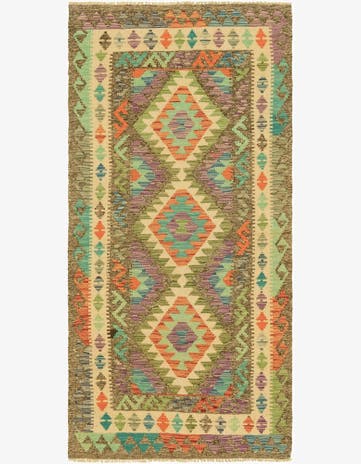 3' 1 x 6' 6 Hand Woven Kilim Maymana Wool Runner Rug