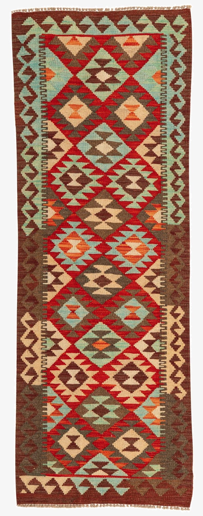 2' 4 x 6' 7  Hand Woven Kilim Maymana Wool Runner Rug