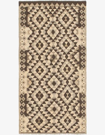 3' 4 x 6' 7 Hand Woven Kilim Maymana Wool Runner Rug