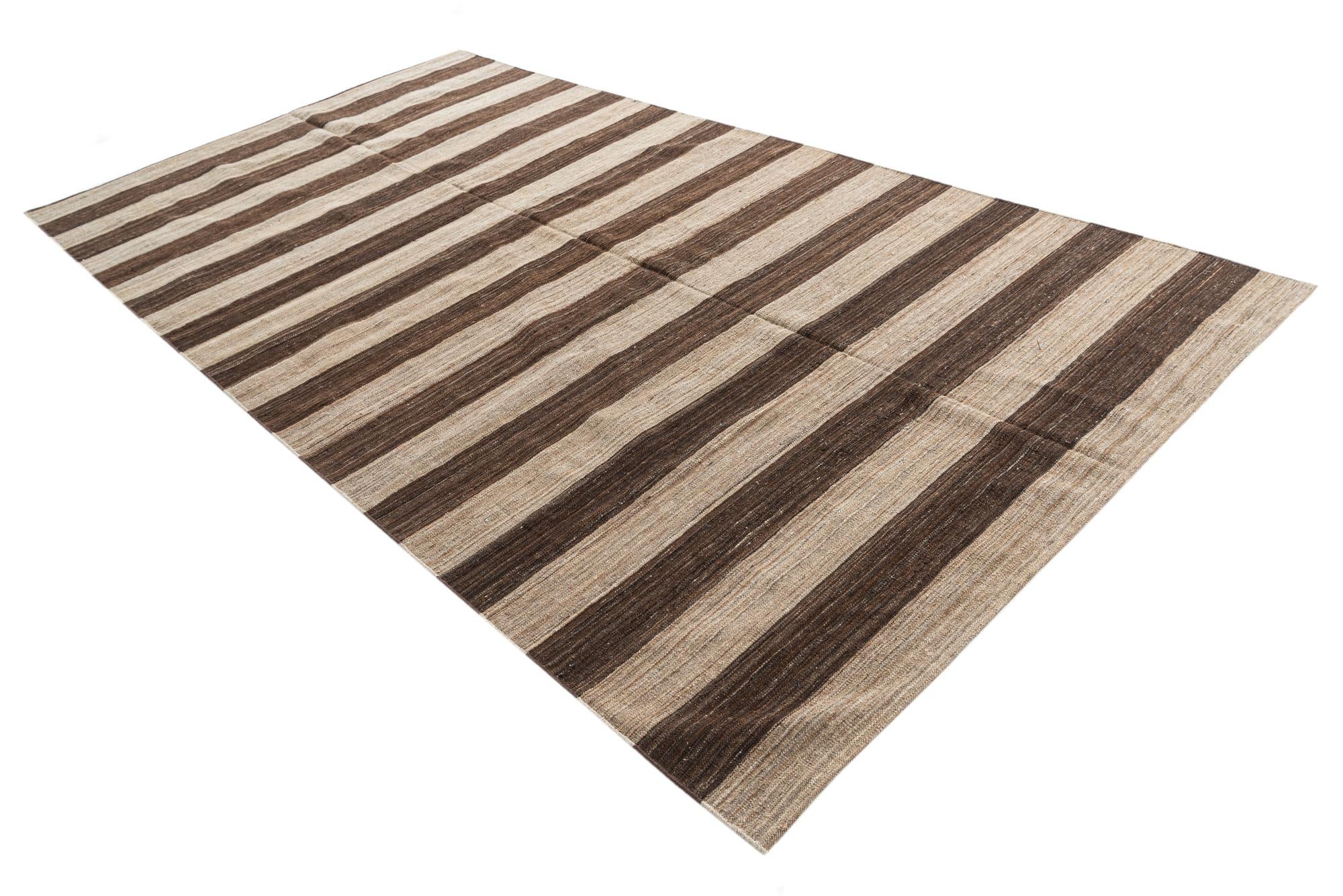 6' 6 x 12' Hand Woven Kilim Modern Wool Runner Rug