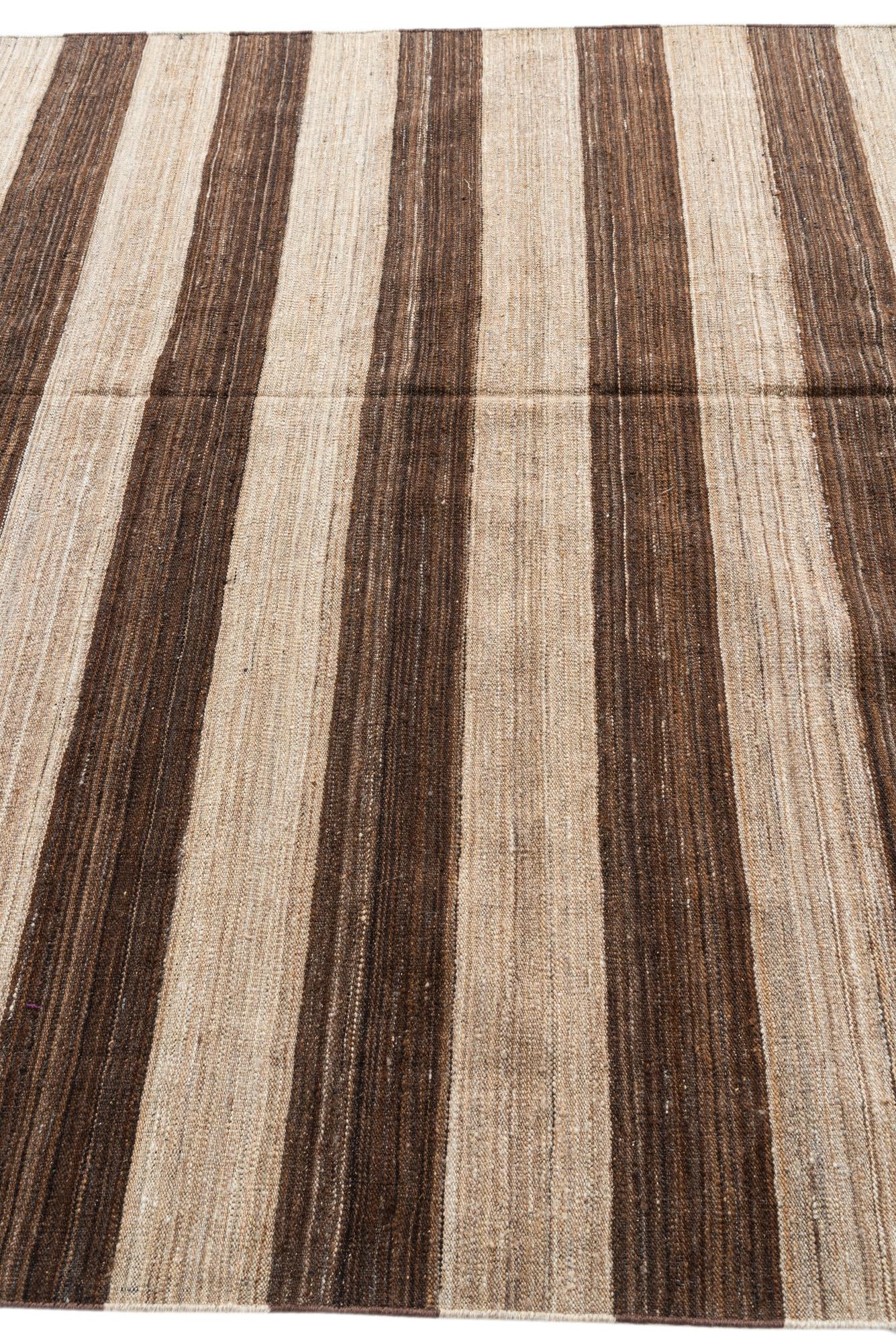 6' 6 x 12' Hand Woven Kilim Modern Wool Runner Rug